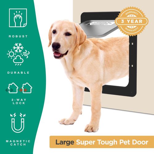 Hakuna Pets - Super Tough Pet Door - Large - Black