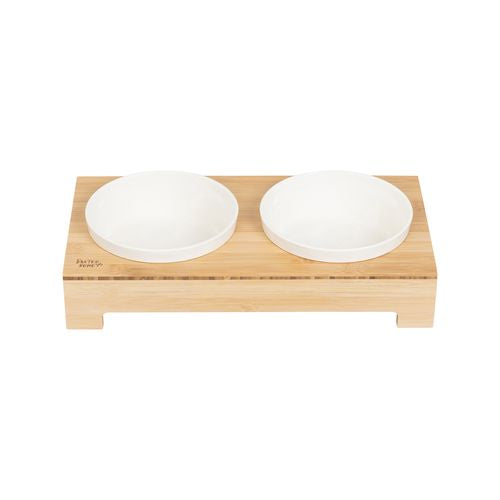 Baxter Bone - Two Tone Double Pet Bowl - White - Medium