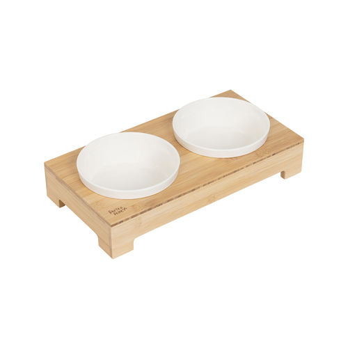 Baxter Bone - Two Tone Double Pet Bowl - White - Medium