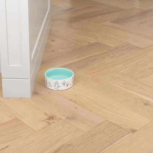 Baxter Bone - Mint Green Thumb Ceramic Pet Bowl - Medium