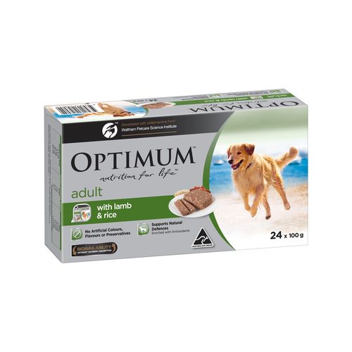 Optimum 100g Lamb And Rice Adult Dog Wet Food -24 Pack