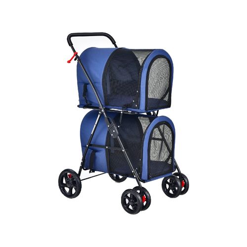 Costway - 4in1 Pet Stroller Double Layer Travel Cart - Blue