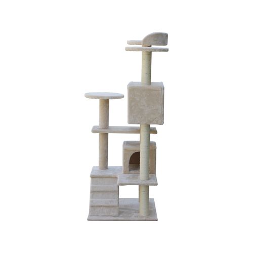 YES4PETS - 130 cm Beige Cat Scratching Post Tree Scratcher Pole-Beige