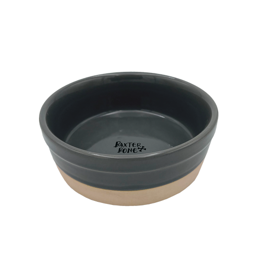 Baxter Bone - Dipped Ceramic Pet Bowl - Medium Grey - Petservo