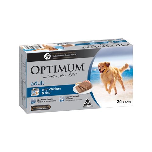 Optimum 100g Chicken And Rice Adult Dog Wet Food - 24 Pack