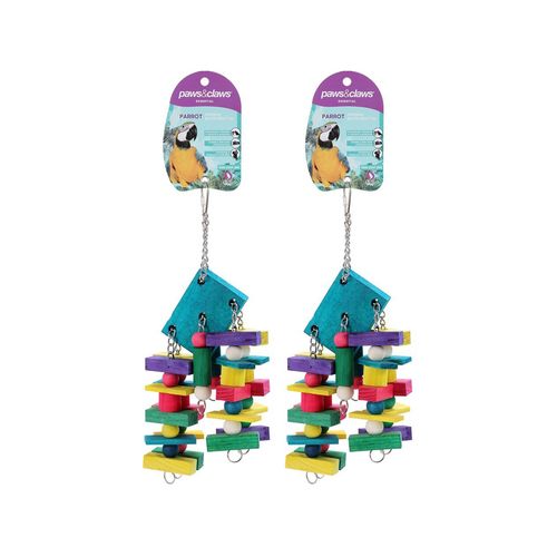 Paws and Claws - 35x18cm Wood Dangler Parrot Pet/Bird Toy - 2x