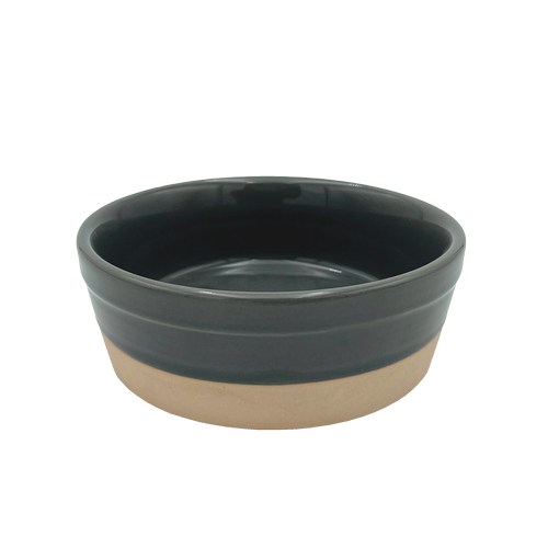 Baxter Bone - Dipped Ceramic Pet Bowl - Medium Grey - Petservo