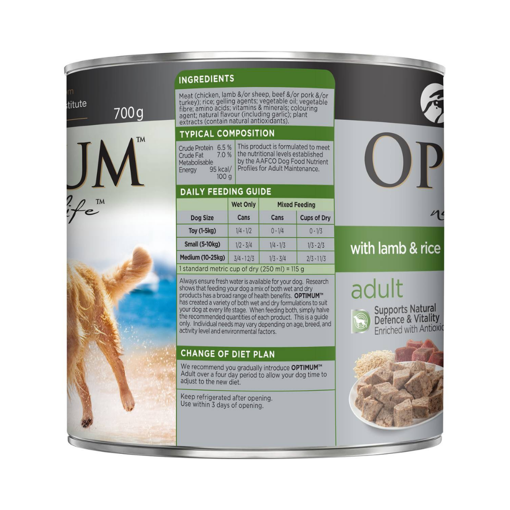 Optimum - Adult With Lamb & Rice Wet Dog Food 700g - Petservo