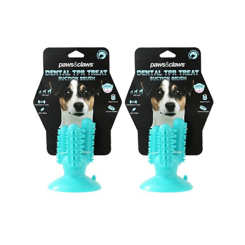 Paws and Claws - 13cm Cactus Suction Dental Treat Toy - Teal - 2PK