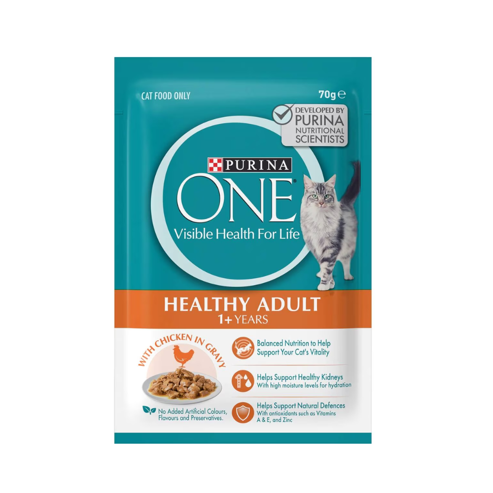 Purina One - Adult Chicken In Gravy Wet Cat Food 70g - Petservo