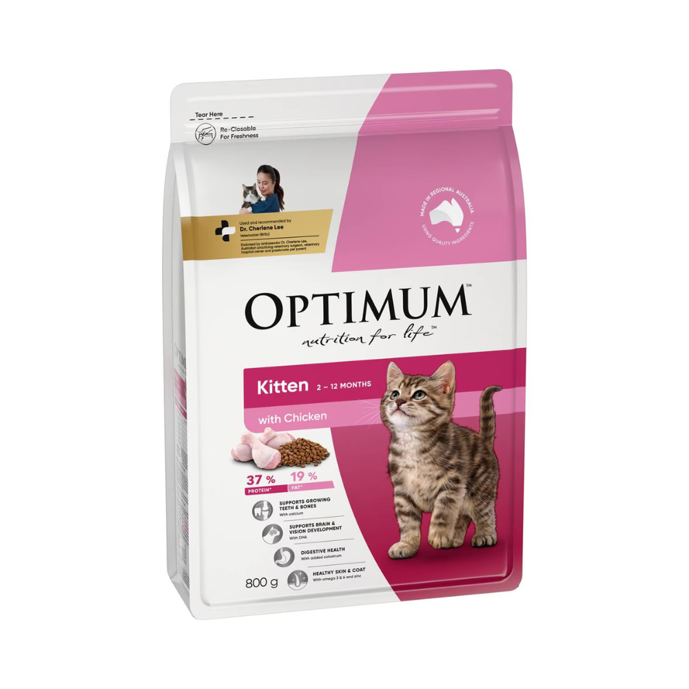 Optimum - Kitten 2-12 Months Dry Cat Food With Chicken 800g - Petservo