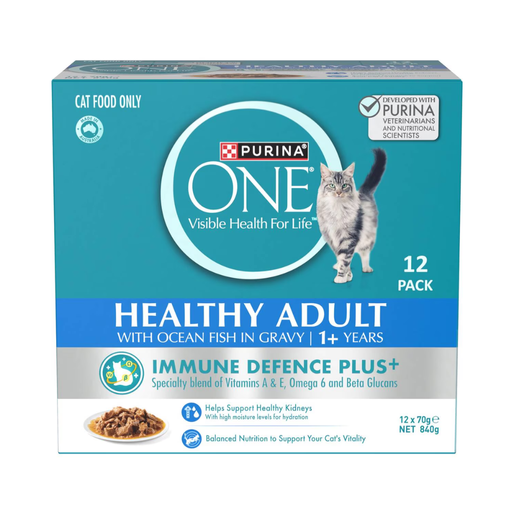 Purina One - Cat Food Healthy Adult Ocean Fish In Gravy 70g X 12 Pack - Petservo