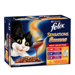 FELIX - Sensations Adult Wet Cat Food Meat Selection Sauces 60X85g - PetServo