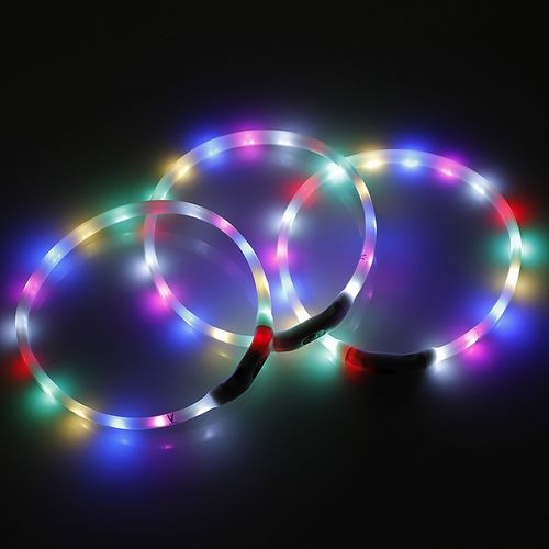 Yes4pets - Led Safety Pet Dog Collar Dog Usb Rechargeable Glow Flashing Light - 2 X Small 40cm