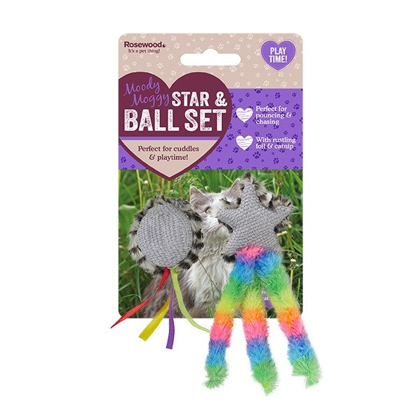 Rosewood - MOODY MOGGY STAR AND BALL SET CAT TOY