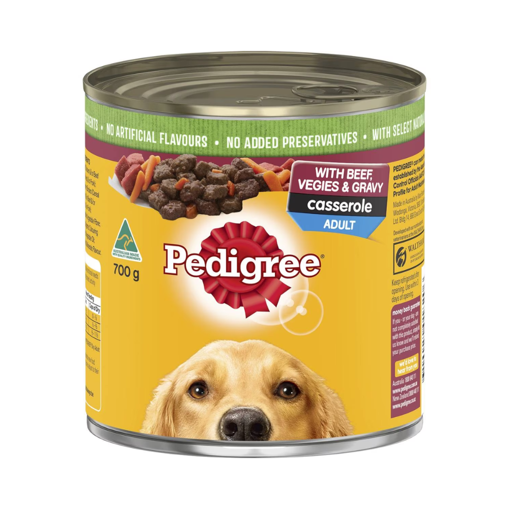 Pedigree - Adult Wet Dog Food With Beef, Vegies & Gravy Casserole Can 700g - Petservo