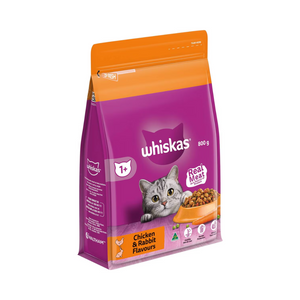 Whiskas - Adult 1+ Years Dry Cat Food Chicken & Rabbit Flavours 800g - Petservo