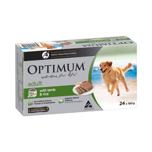 Optimum - Adult Wet Dog Food With Lamb & Rice Trays 100g X 24 Pack - Petservo