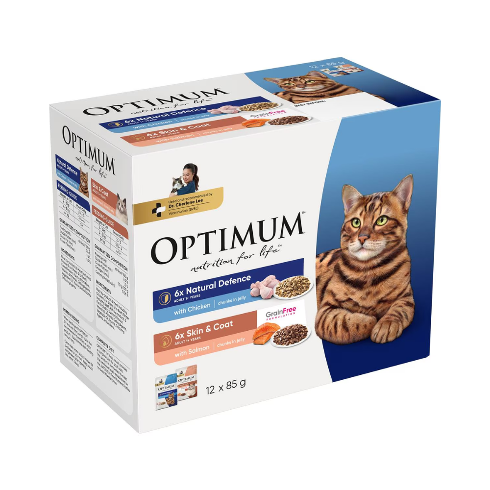 Optimum - Wet Cat Food 6 Natural Defences & 6 Skin & Coat 85g X 12 Pack - Petservo