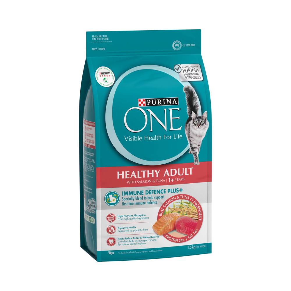 Purina One - Healthy Adult With Salmon & Tuna 1+ Years Dry Cat Food 1.5kg - Petservo