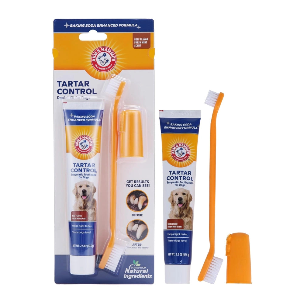 Arm & Hammer - Dog Dental Care Tartar Control Kit | Toothpaste, Toothbrush & Fingerbrush