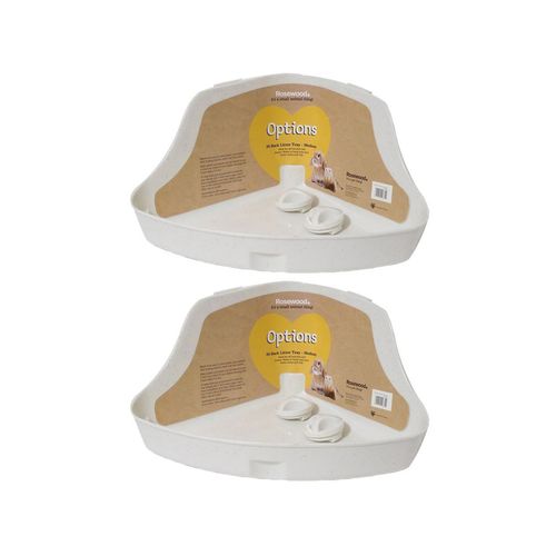 Rosewood - Backed Pet Toilet Box Poop Training Ferret Litter Tray Medium White - 2PK Corner High