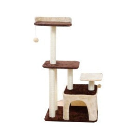 Salesbay - 3 Tier Brown Pet Play House Cat Tree Feline Scratcher Scratchpost Scratching Post Tower