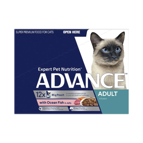 Advance - Adult Cat Ocean Fish in Jelly Pouch (12 x 85g) - Petservo