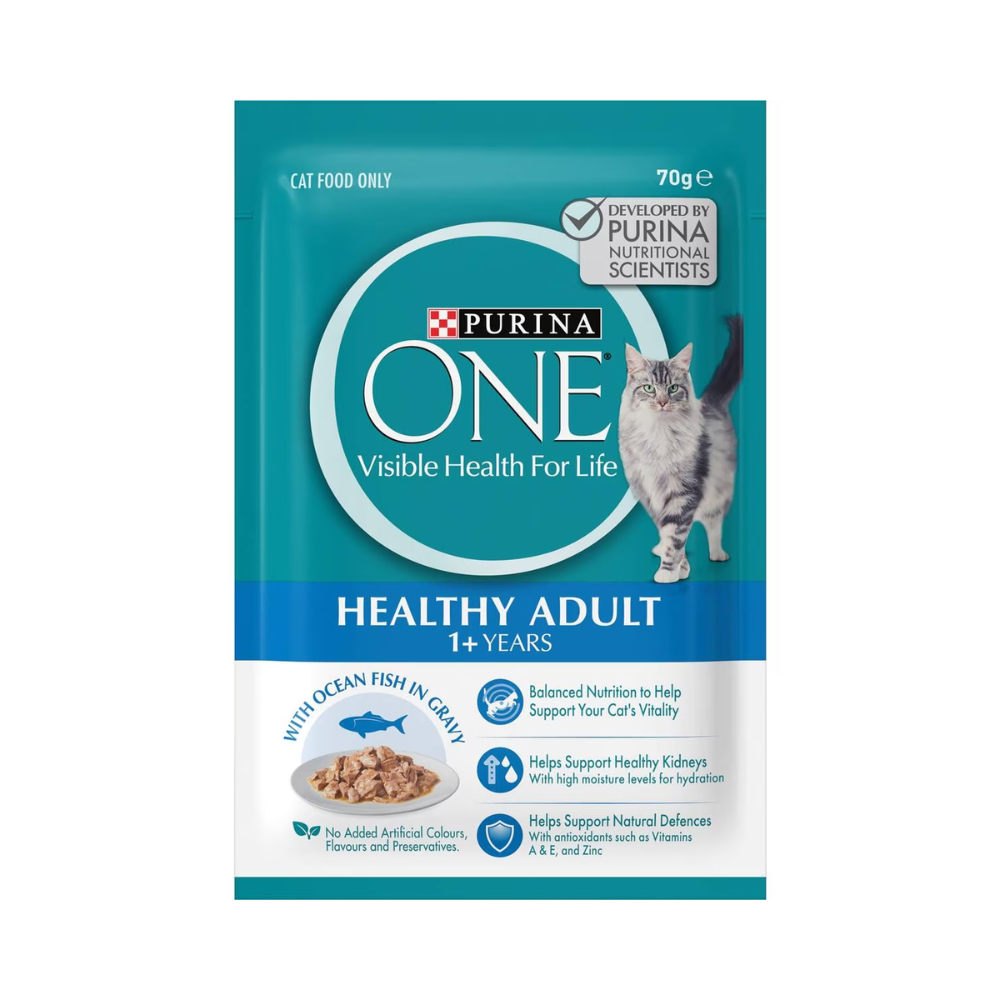 Purina One - Adult Ocean Fish In Gravy Wet Cat Food 70g - Petservo