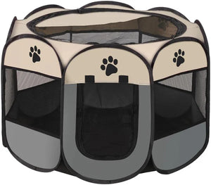 Advwin - Portable Pet Playpen Dog Cat Play Tent Grey - petservo