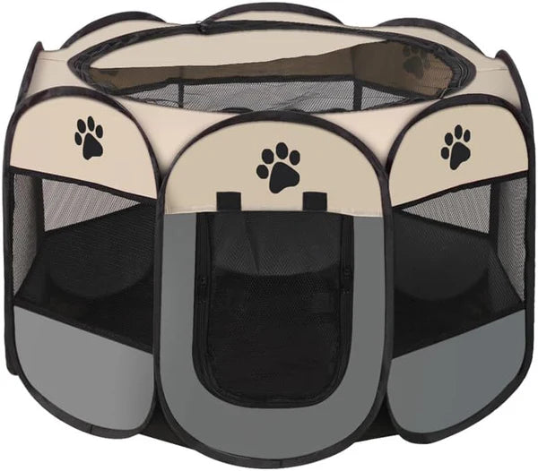 Advwin - Portable Pet Playpen Dog Cat Play Tent Grey - petservo