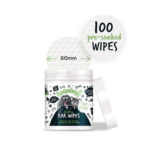 Bugalugs - Cat and Dog Soothing Ear Wipes - 100 Pack - Petservo