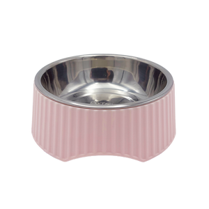 Baxter Bone - Melamine Ribbed Bowl - Medium Pink - Petservo