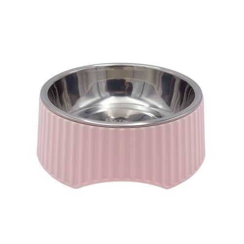 Baxter Bone - Melamine Ribbed Bowl - Medium Pink - Petservo