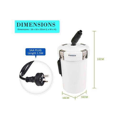 Dynamic Power - Aquarium External Canister Filter 400L/H - White