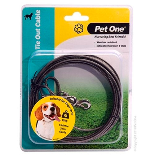 Pet One - Tie Out Cable - 5 Meters - Dogs Up To 15kg