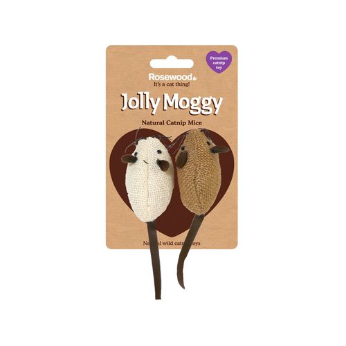 Rosewood - Jolly Moggy Catnip Mice/Mouse Cat Playing Teasing Soft Toy - 2pc - petservo