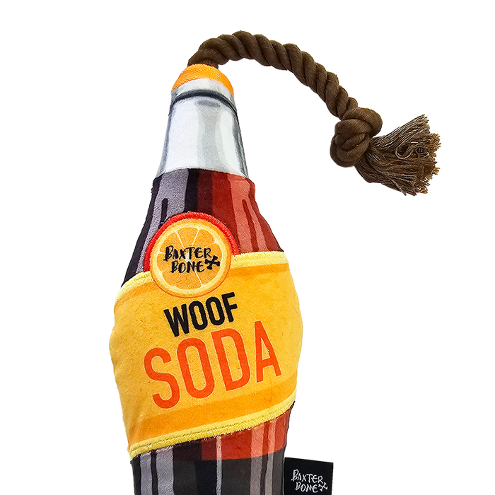 Baxter Bone - Woof Soda With Rope Pet Toy - Petservo