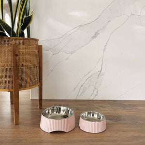 Baxter Bone - Melamine Ribbed Bowl - Small Pink - Petservo