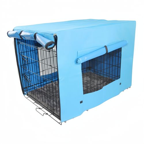 YES4PETS - 30' Portable Foldable Dog Cat Rabbit Collapsible Crate Pet Cage Cover Mat - Blue