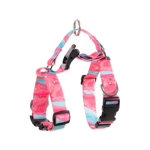 Paw Mate - Banhamsisun Marbel Pink L Dog Double-Lined Straps Harness and Lead Set Leash Adjustable No Pull - petservo