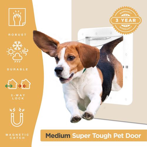 Hakuna Pets - Super Tough Pet Door - Medium - White