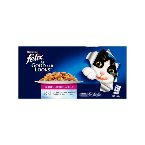 Felix - 85g As Good As It Looks Mixed Selections in Jelly Wet Cat Food - 36 Pack - petservo