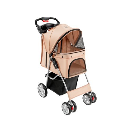 Costway - Pet Stroller Travel Carrier Cat Dog Beige 15KG