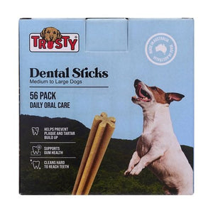 Trusty - Dental Sticks Medium to Large Dog Treats - Pack of 56 - petservo