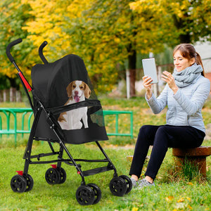 Advwin - Pet Stroller Foldable 4-Wheel - Black - petservo