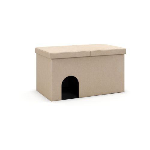 Costway - Cat Litter Box Enclosure House Shoe Storage Bench Pet Furniture w/Flip-up Lid & Litter Mat - Beige