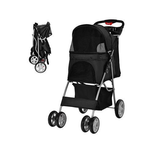 Costway - Pet Stroller Travel Carrier Cat Dog - Black 15KG