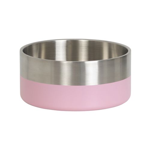 Baxter Bone - Stainless Steel Double Walled Pet Bowl - Pink - petservo