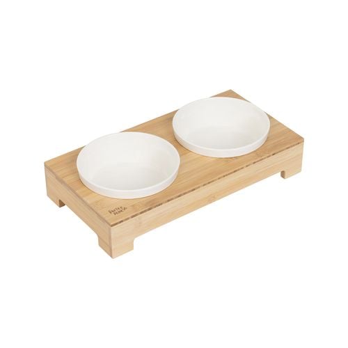 Baxter Bone - Two Tone Double Pet Bowl - Small White - petservo 